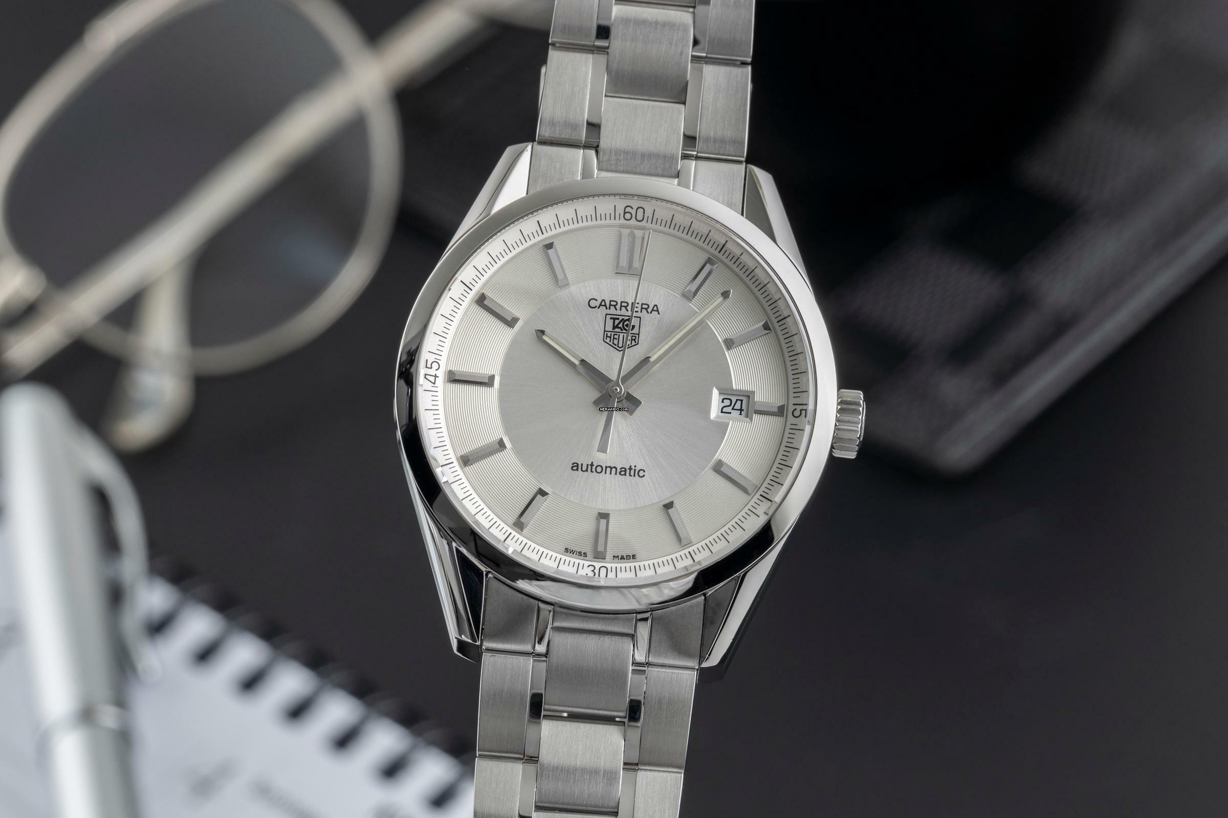 TAG Heuer Carrera Calibre 5 Stahl Automatik Herrenuhr Ref. WV211A.BA0787 B&P 2008