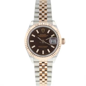  Rolex Lady-Datejust 28 Steel Everose Gold Fluted Choco Dial  