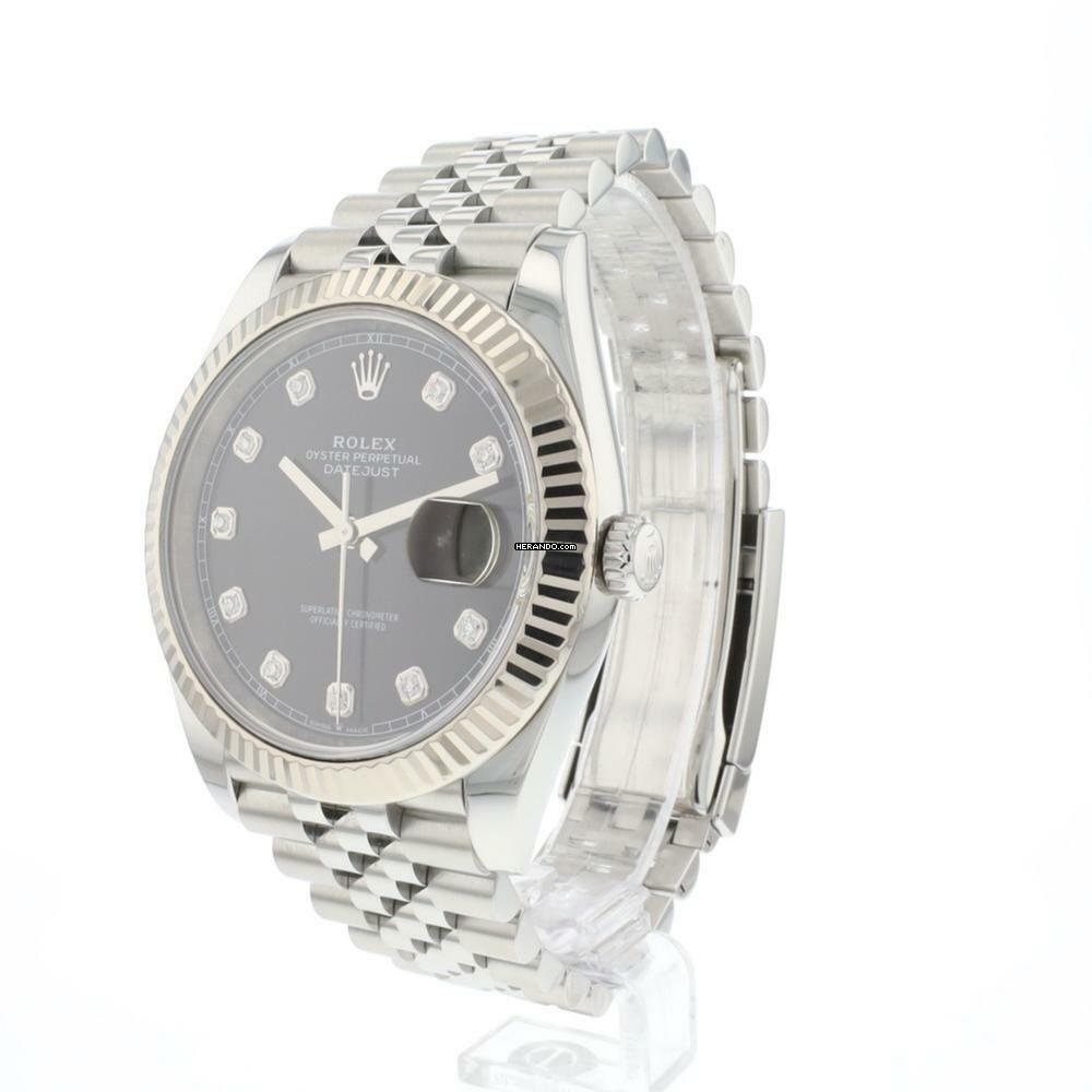  Rolex Datejust 41 Jubilee Fluted Black Diamond Dial  