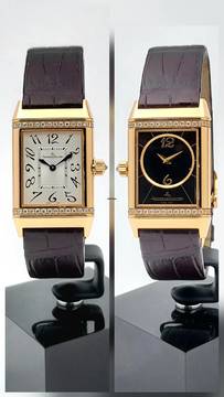  Jaeger-LeCoultre Reverso Duetto 18 Kt. Gold black and white diamonds  