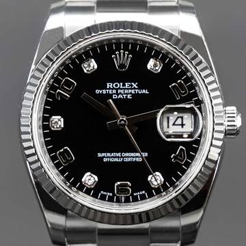  Rolex Oyster Perpetual Date Black Diamond Dial Fullset LC EU 