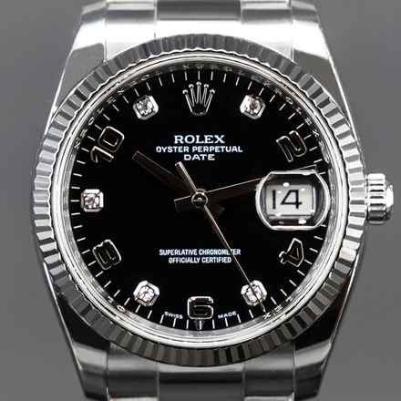  Rolex Oyster Perpetual Date Black Diamond Dial Fullset LC EU 