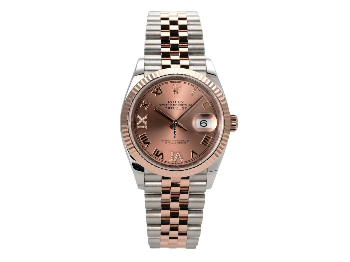 Rolex Datejust 36 Oystersteel / Everose-Gold Ref. 126231 Pink Römisch Diamant Jubile-Band