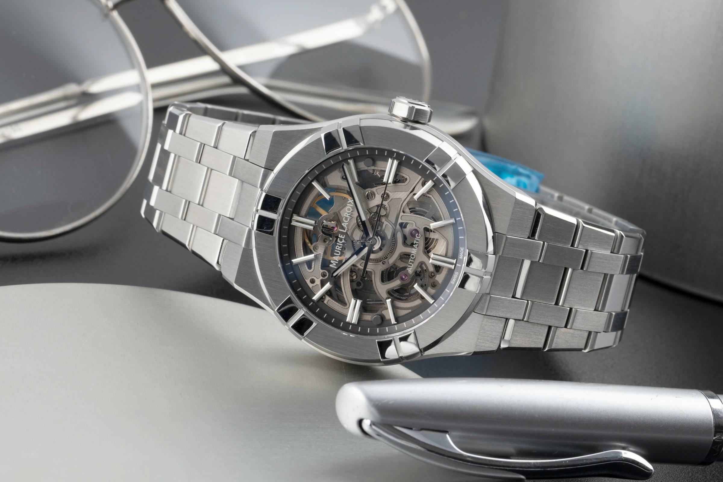 Thumbnail von Maurice Lacroix AIKON Skeleton Stahl Automatik Ref Al6007-SS002-030-1 B&P 2024