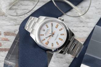 Thumbnail von Rolex Milgauss White Dial Oyster Edelstahl Automatik Herren Ref. 116400 B&P 2014