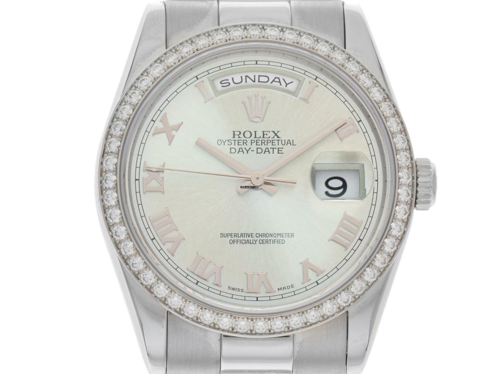  Rolex Day-Date 36 Platin Diamanten Ref.118346 2001 Box&Beschreibung wie Neu Vintage 