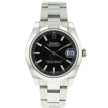  Rolex Datejust 31 Oyster Midsize Black Dial 
