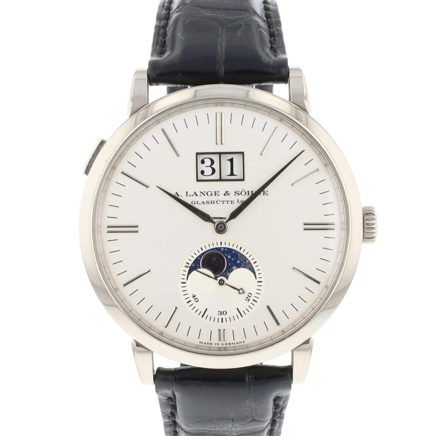  A. Lange & Söhne Saxonia Moonphase White Gold Silver Dial 