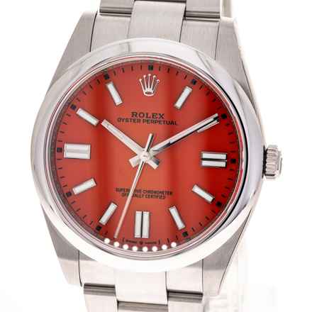  Rolex Oyster Perpetual 41 Red – 124300 – White Hangtag – like NEW – 2020 Full Set 
