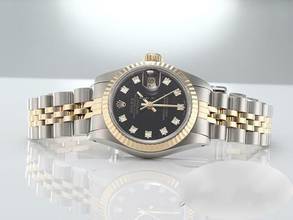 Thumbnail von Rolex Lady-Datejust Edelstahl Gelbgold 750 Diamanten Automatik 18kt Yellow Gold Stahl Stainless Steel Jubilé-band Chronometer Oyster Black Dial