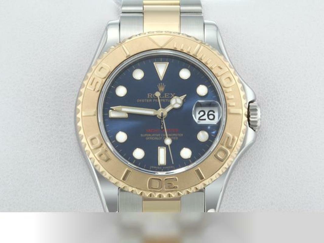  Rolex Yacht-Master 35mm 168623 2016 Edelstahl Gelbgold 750 Automatik Stainless Steel Gold Oyster-band Chronometer Blue Dial 