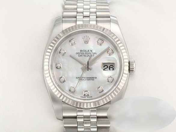  Rolex Datejust 36 36mm 116234 Stahl Weissgold 750 Perlmutt Diamanten Automatik 