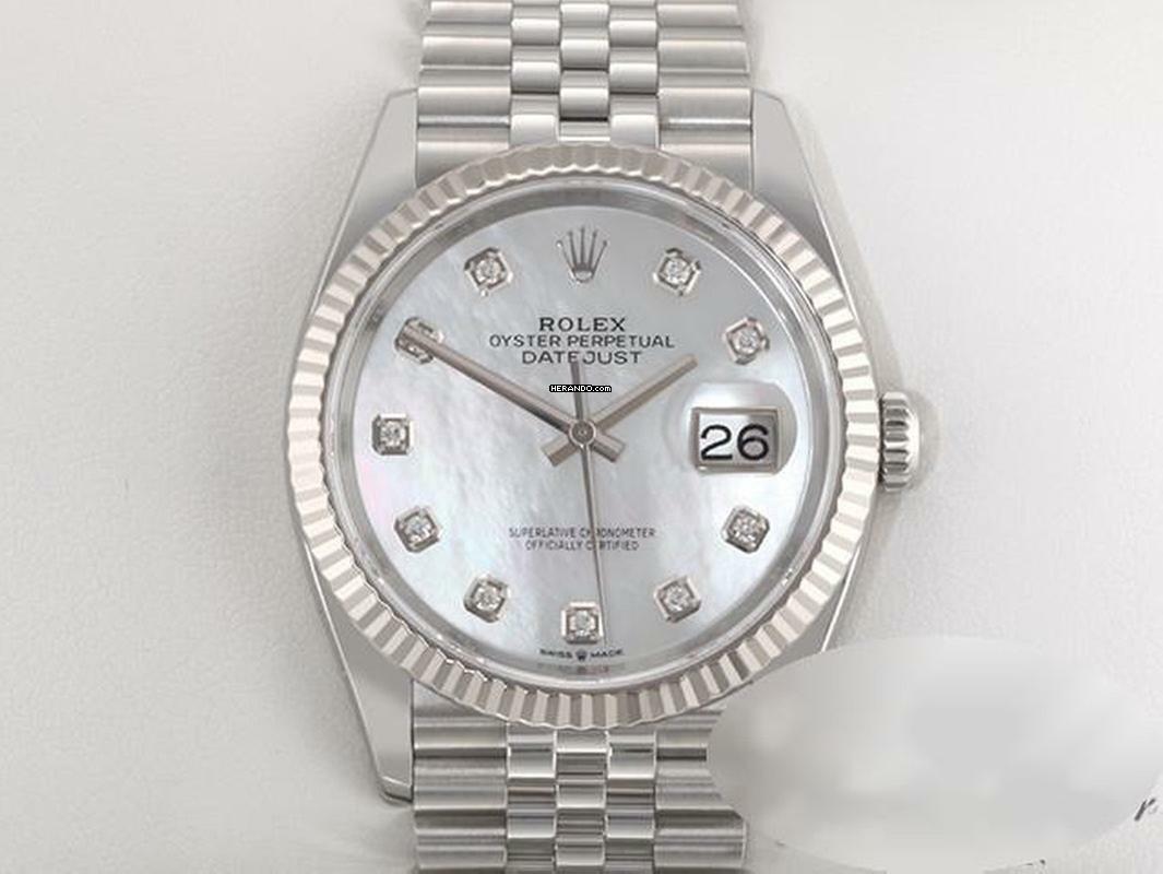  Rolex Datejust 36 126234 2022 Stahl Weissgold 750 Perlmutt Diamanten Automatik 