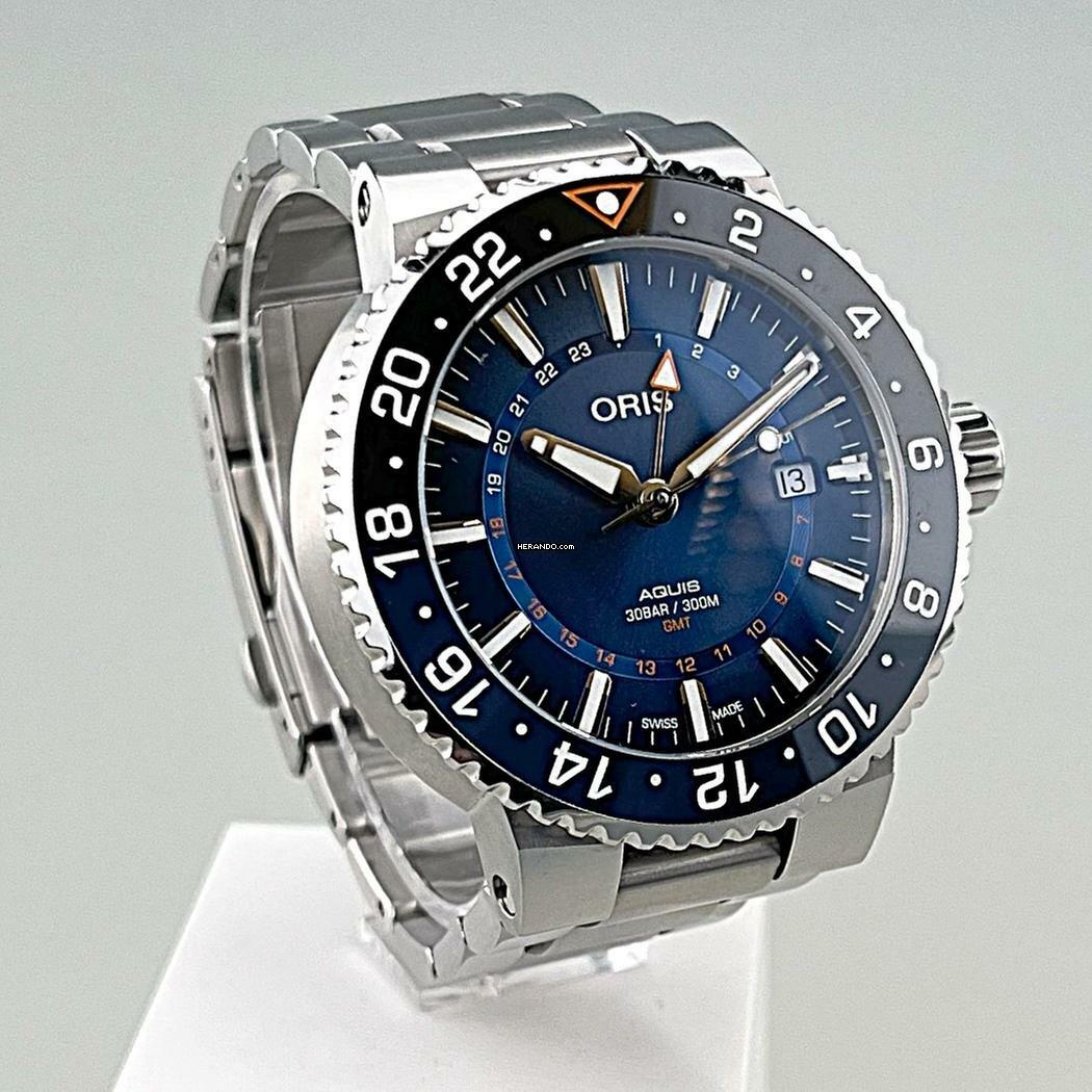  Oris Aquis Carysfort Reef Limited Edition 01 798 7754 4185-Set M 0XX4 2000 Stück Stahlband GMT Stahlgehäuse 43,5 mm Keramik Lünette mit GMT - Skala 