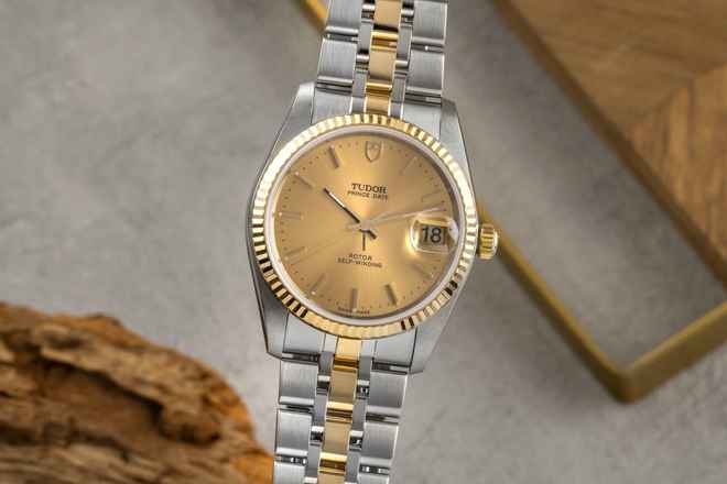  Tudor Prince Date Stahl / Gold Gold Dial Automatik Ref. 74033 Papiere 2024 