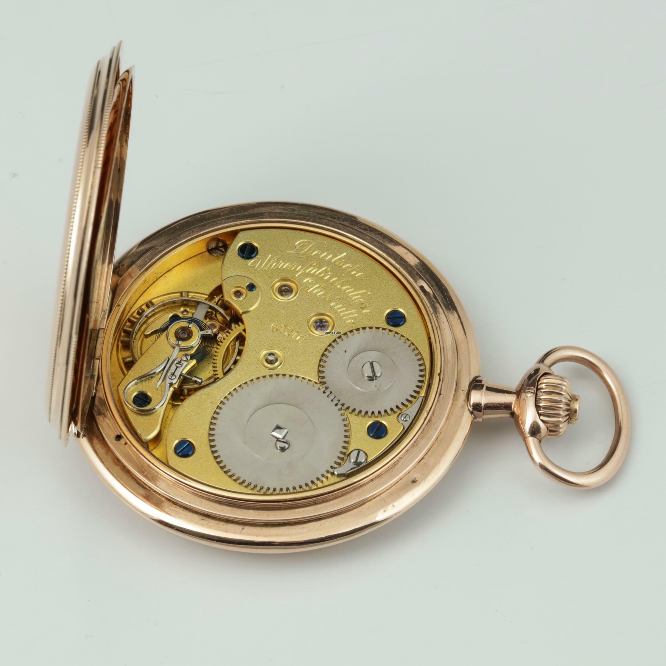 Thumbnail von A. Lange & Söhne Full Set Glashütter Sprungdeckel Taschenuhr Royal mit Perlenrand 14k Gold 1908 Zertifikat vom Uhremnuseum in Glashütte Original Leder Etui