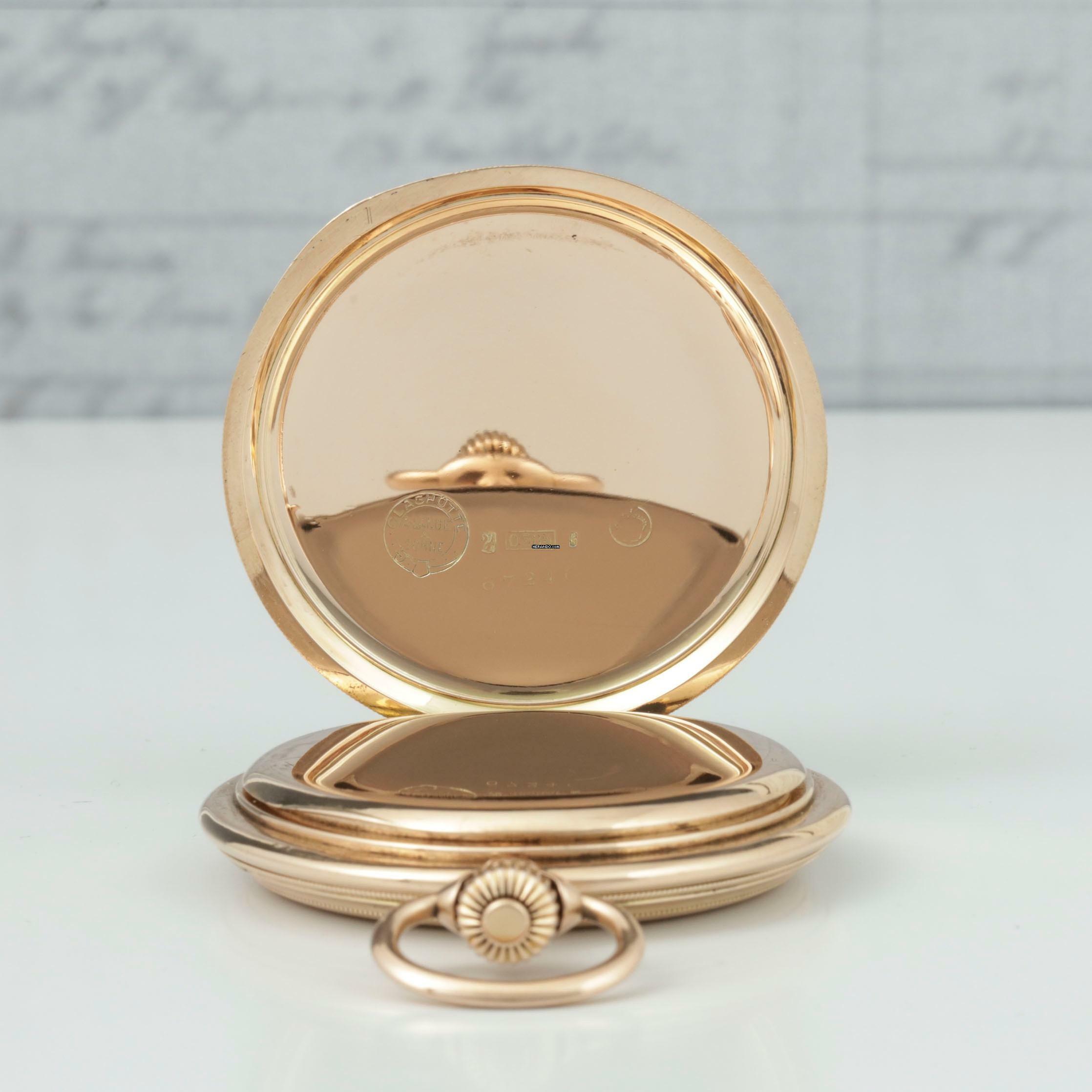 Thumbnail von A. Lange & Söhne Full Set Glashütter Sprungdeckel Taschenuhr Royal mit Perlenrand 14k Gold 1908 Zertifikat vom Uhremnuseum in Glashütte Original Leder Etui