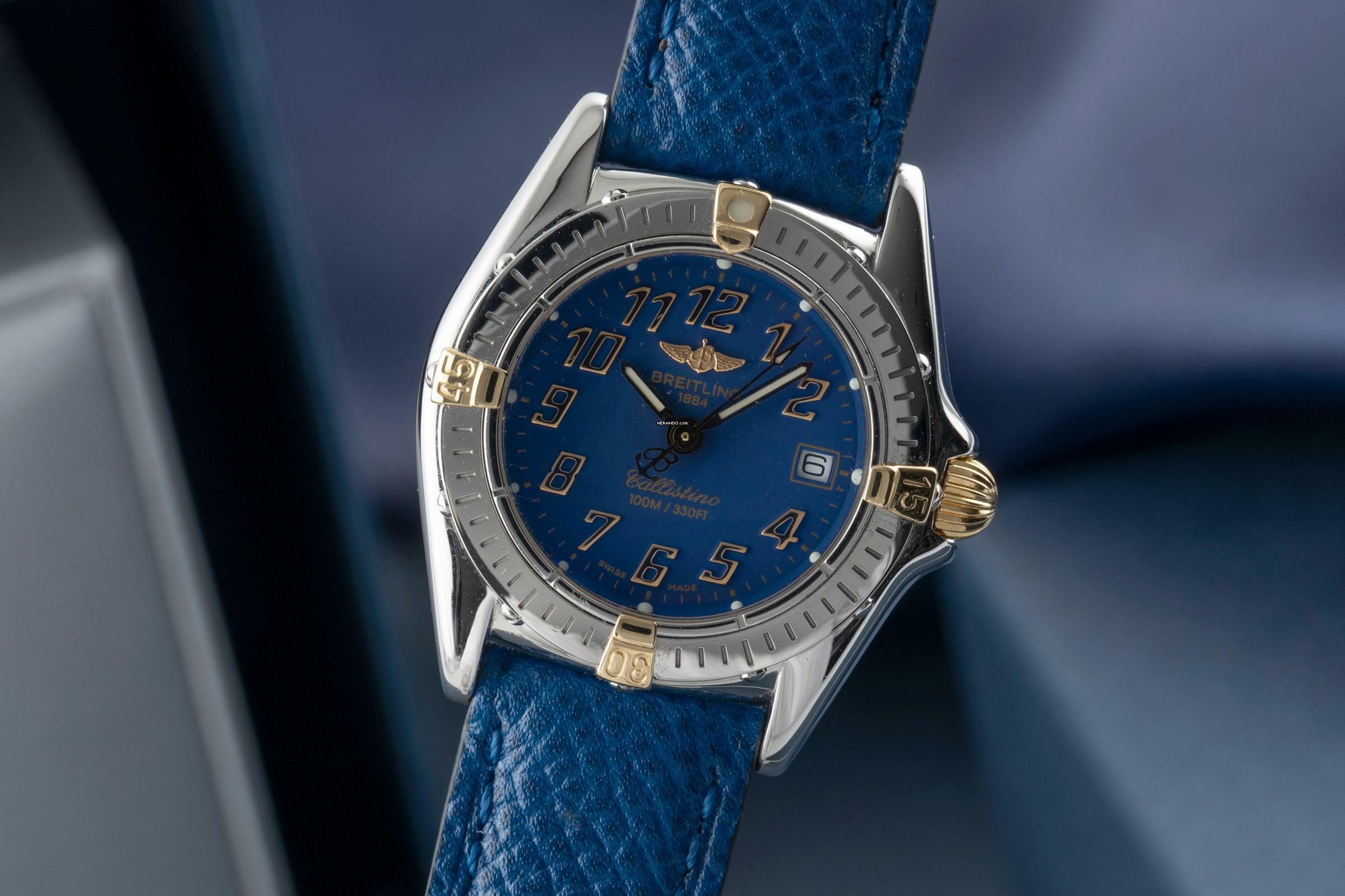  Breitling Callistino 28 Stahl / Gold Damenuhr Datum Saphirglas Ref. B52345 