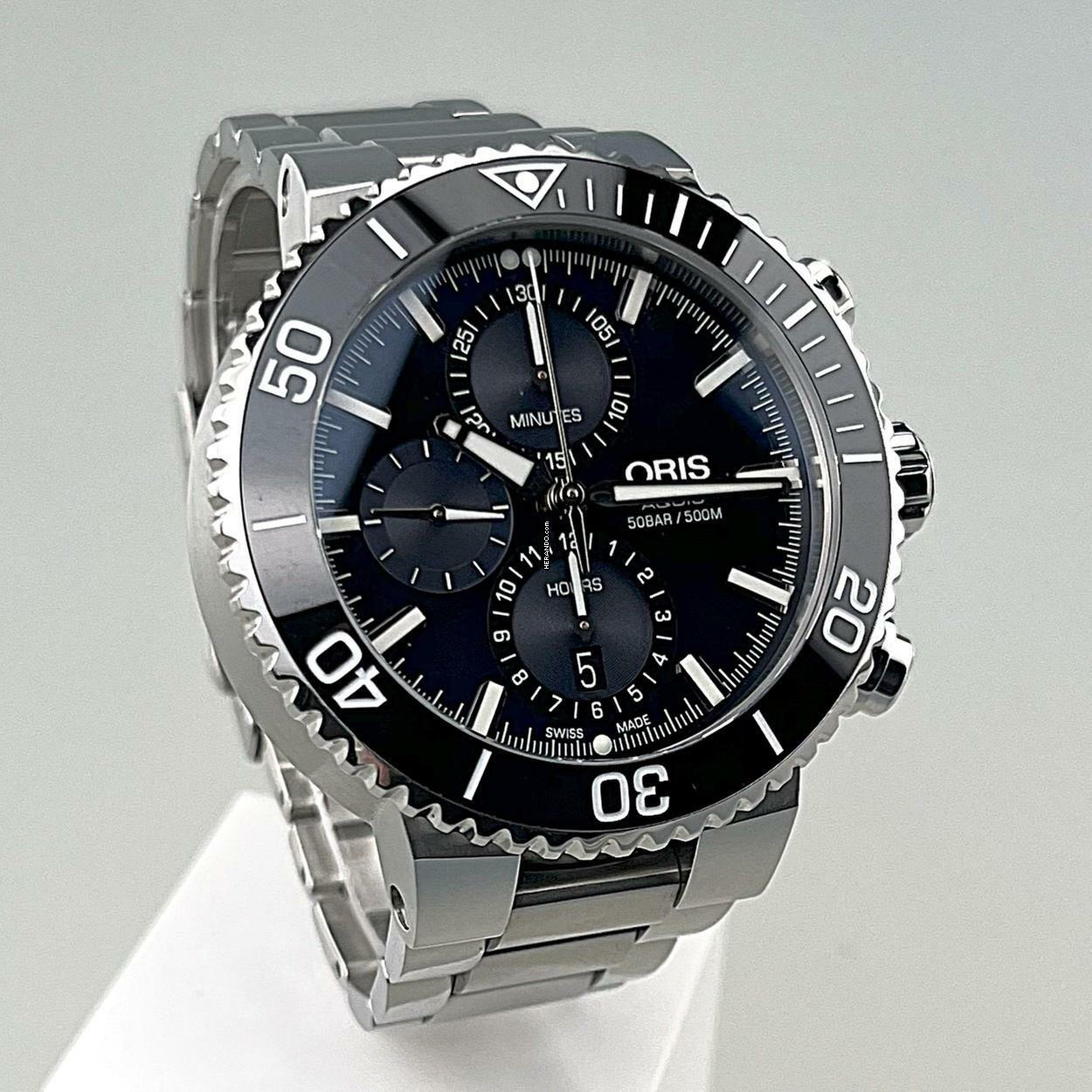 Oris Aquis Chronograph Stahl/Stahl 45,5 mm deutsche Auslief. 01 774 7743 4155-07 8 24 05PEB 50 ATM 