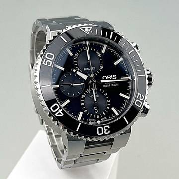  Oris Aquis Chronograph Stahl/Stahl 45,5 mm deutsche Auslief. 01 774 7743 4155-07 8 24 05PEB 50 ATM 