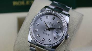 Thumbnail von Rolex Datejust 36 Factory Diamond RBR Silver - like new LC100 - Fullset - 2010