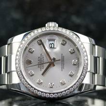 Thumbnail von Rolex Datejust 36 Factory Diamond RBR Silver - like new LC100 - Fullset - 2010