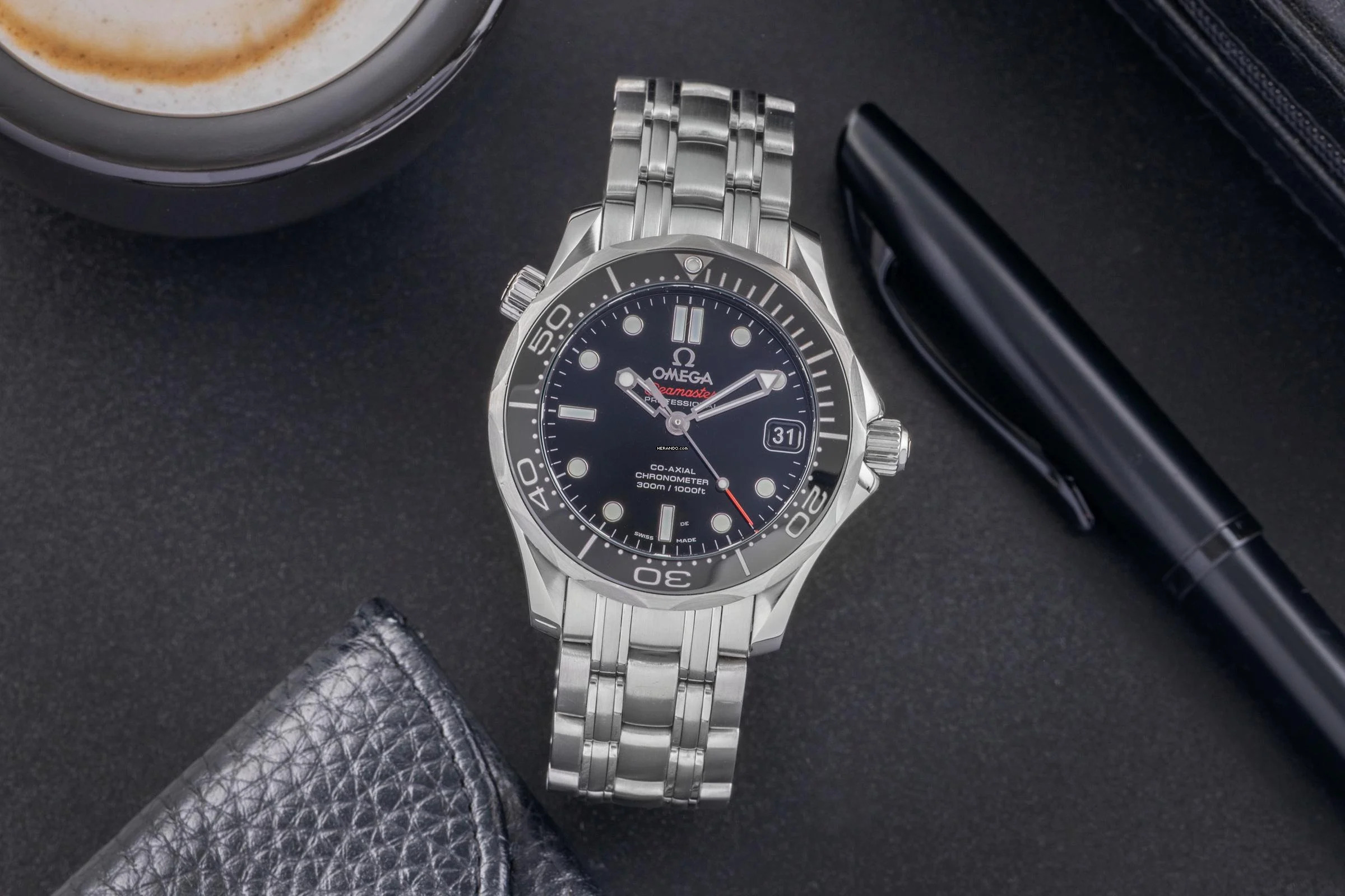  Omega Seamaster Diver 300 M Midsize Co-Axial Ref 212.30.36.20.01.002 B&P 2014 