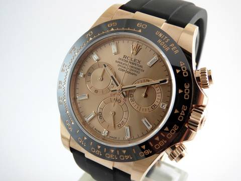  Rolex Daytona Rosegold Pink Baquette Diamond Dial 