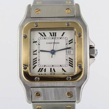  Cartier Santos Carree DATUM//STAHL/GOLD//GARANTIEKARTE//INKL.REISETASCHE#KS 