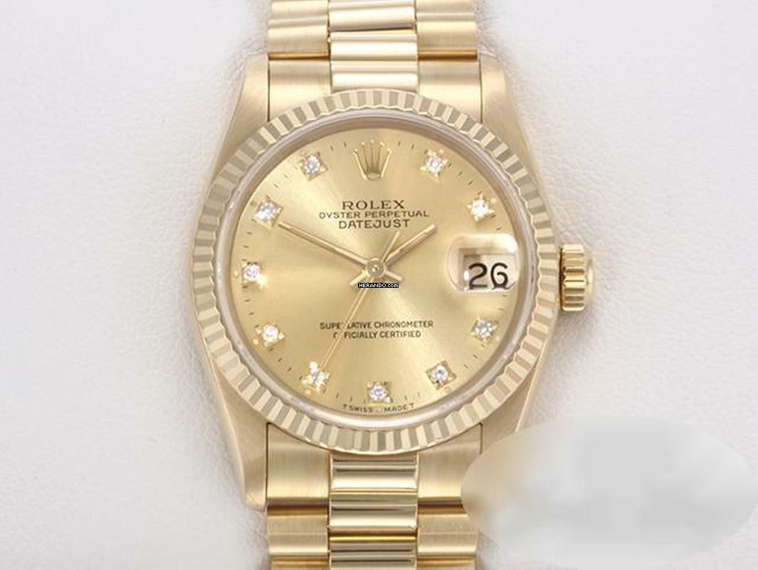 Rolex Datejust 31 31mm Gelbgold 750 Diamanten Automatik Gold Damen