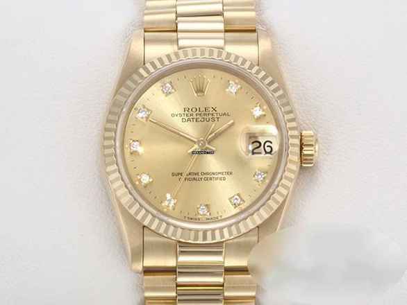  Rolex Datejust 31 31mm Gelbgold 750 Diamanten Automatik Gold Damen 
