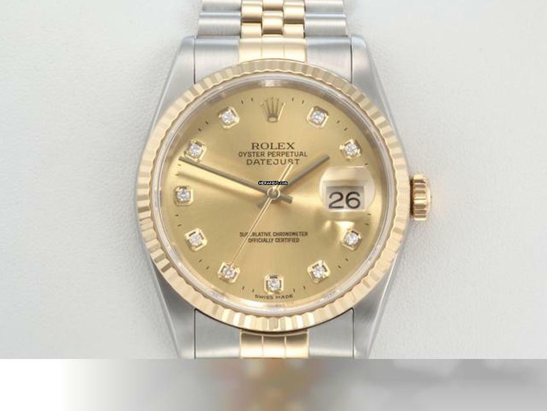 Rolex Datejust 36 36mm 16233 1999 Stahl Gelbgold 750 Diamanten Automatik Stainless Steel 18kt Yellow Gold Jubilé-band Chronometer Oyster