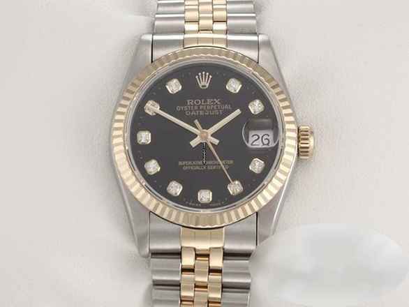  Rolex Datejust 31 Medium Stahl Gelbgold 750 Diamanten Automatik Gold Stahl Stainless Steel 18kt Yellow Gold Jubilé-band Chronometer Oyster Black Dial 