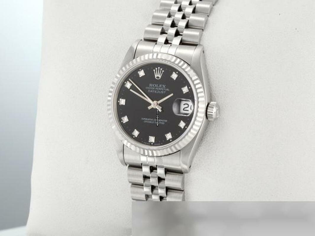 Rolex Datejust 31 31mm Stahl Weissgold 750 Diamanten Automatik Stainless Steel 18kt White Gold Lady Jubilé-band Chronometer Oyster Black Dial