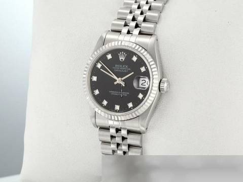  Rolex Datejust 31 31mm Stahl Weissgold 750 Diamanten Automatik Stainless Steel 18kt White Gold Lady Jubilé-band Chronometer Oyster Black Dial 