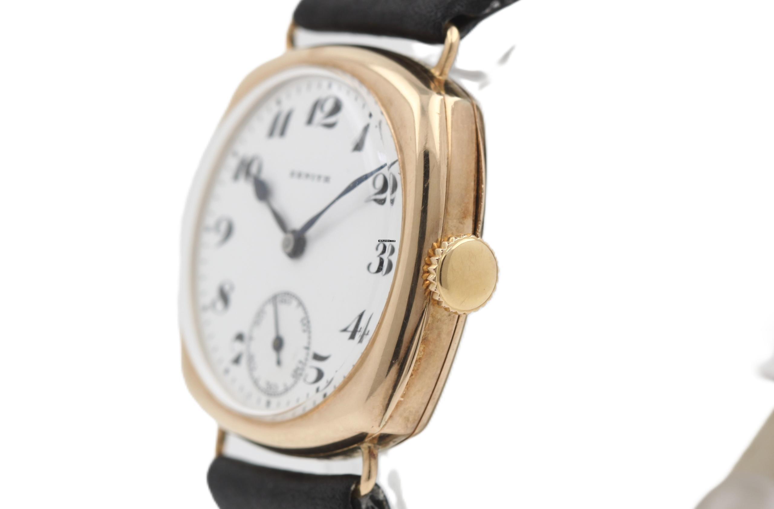 Thumbnail von Zenith Vintage Cushion Shape 14K Gold Porcelain Dial
