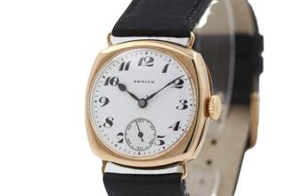 Thumbnail von Zenith Vintage Cushion Shape 14K Gold Porcelain Dial