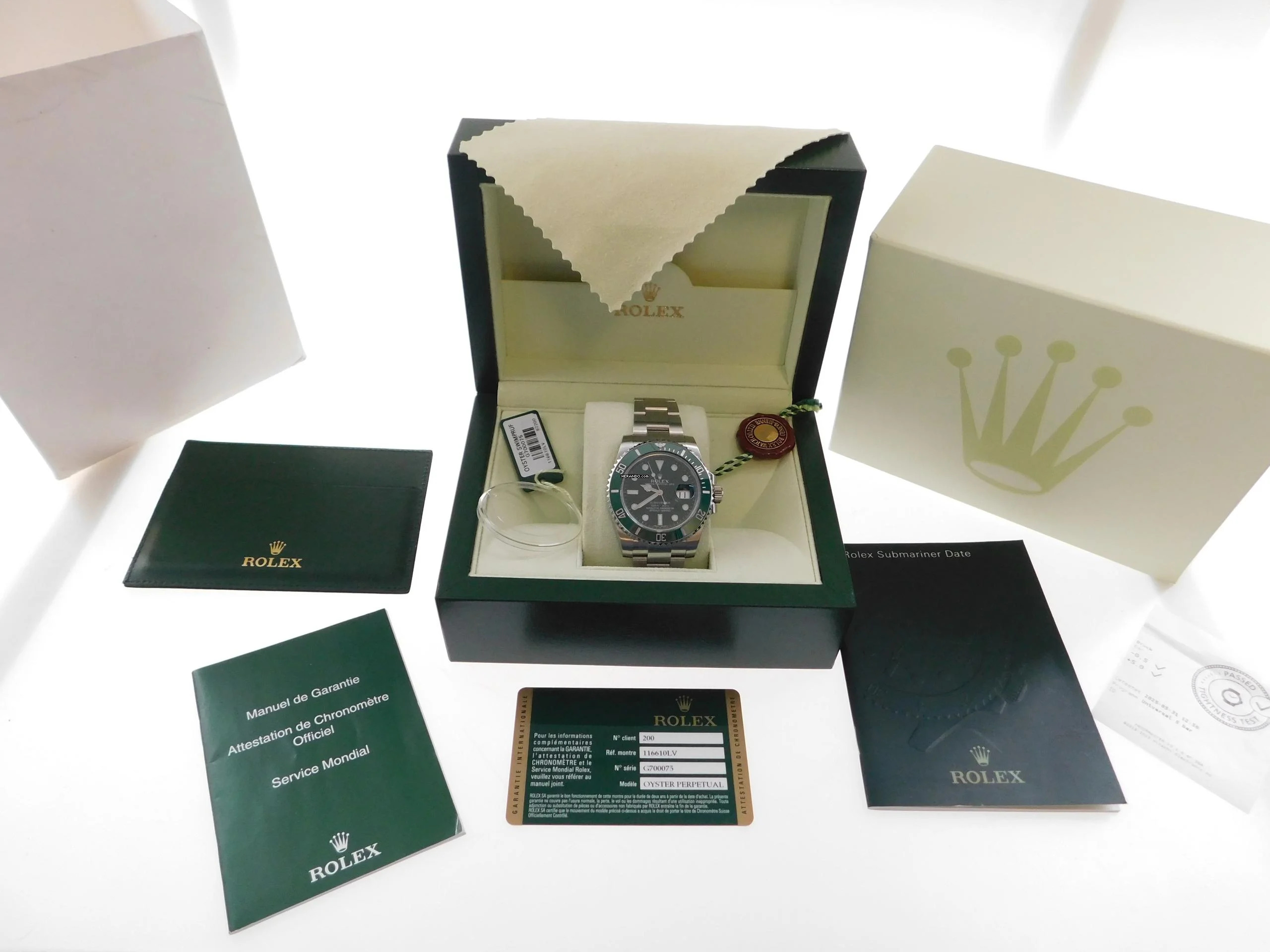  Rolex Submariner Date HULK 116610LV wie Neu Tresoruhr im Full Set incl Hang Tag und allem Zubehör aus 2012 