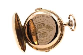 Thumbnail von Les Fils de R. Picard Ultra Rare 3/4 Repeater Pocket Watch Moon Phase Full Calendar Chronograph