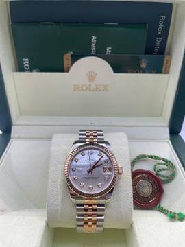  Rolex Datejust 31 Stahl/Rose Jubilee M.O.P Diamond Dial With box and papers like new 2013 