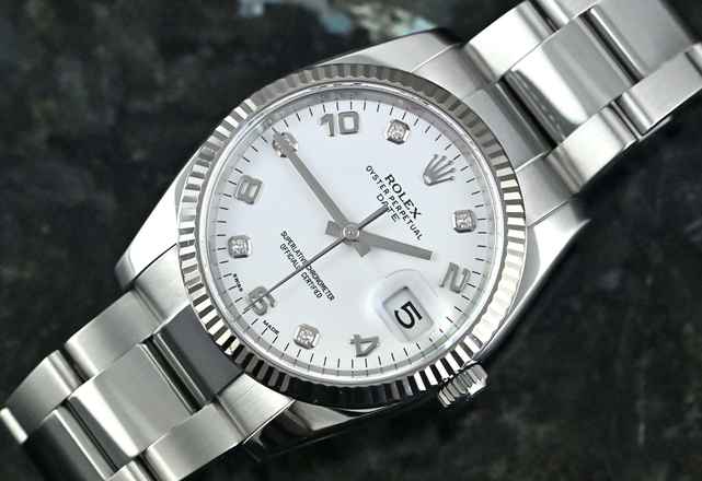  Rolex Oyster Perpetual Date 115234 | white diamond dial | CC100 Full Set 2017 