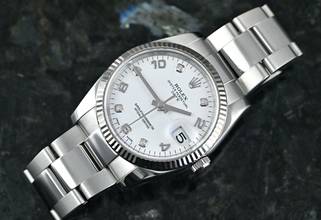 Thumbnail von Rolex Oyster Perpetual Date 115234 | white diamond dial | CC100 Full Set 2017