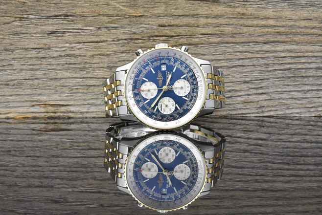  Breitling Old Navitimer D13022 Blue Dial Stahl Gold very Nice Vintage B&P 1995 