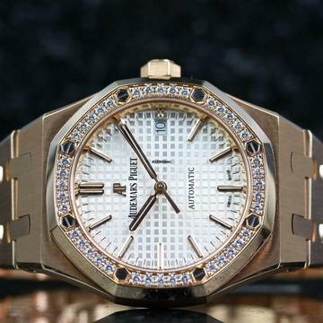  Audemars Piguet Royal Oak Lady Rosé Lady - Factory Diamond - Silver - like New - Fullset 
