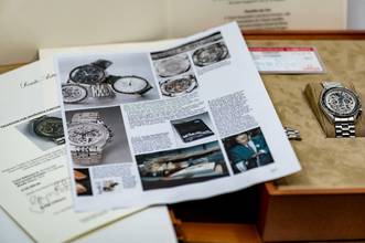 Thumbnail von Omega Speedmaster limited Apollo XI 1969 to 94 | Platinum | skeletonized | Full Set