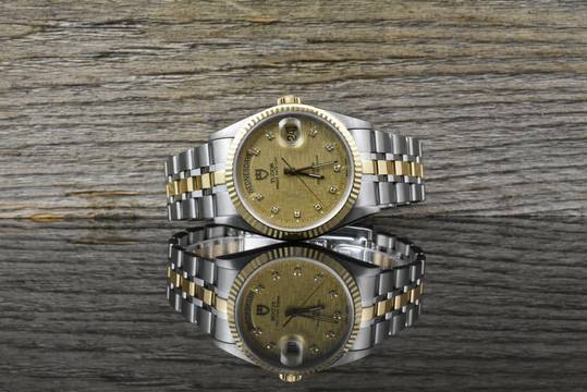  Tudor Prince Date Day 76213 Gold Linen Diamond Dial Automatik 