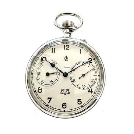  GUB Glashütte Taschenuhr B-Uhr Marine-Beobachtungsuhr 900/000 Silber 