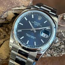 Thumbnail von Rolex Oyster Perpetual Date Date 34 Stahl - blaues Blatt - Ref. 115200
