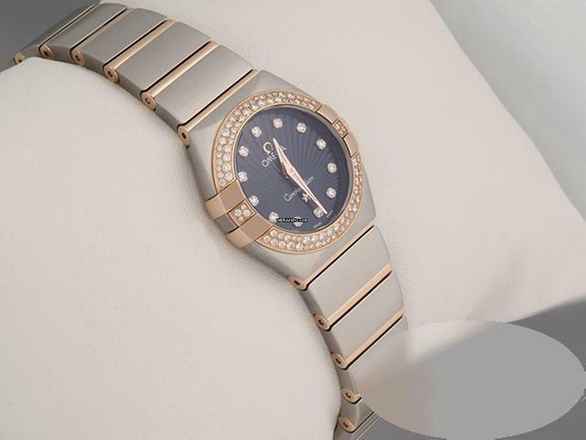  Omega Constellation Edelstahl Rosegold 750 Diamanten 123.24.24.60.53.001 Steel 18kt Rose Gold Blue Dial 