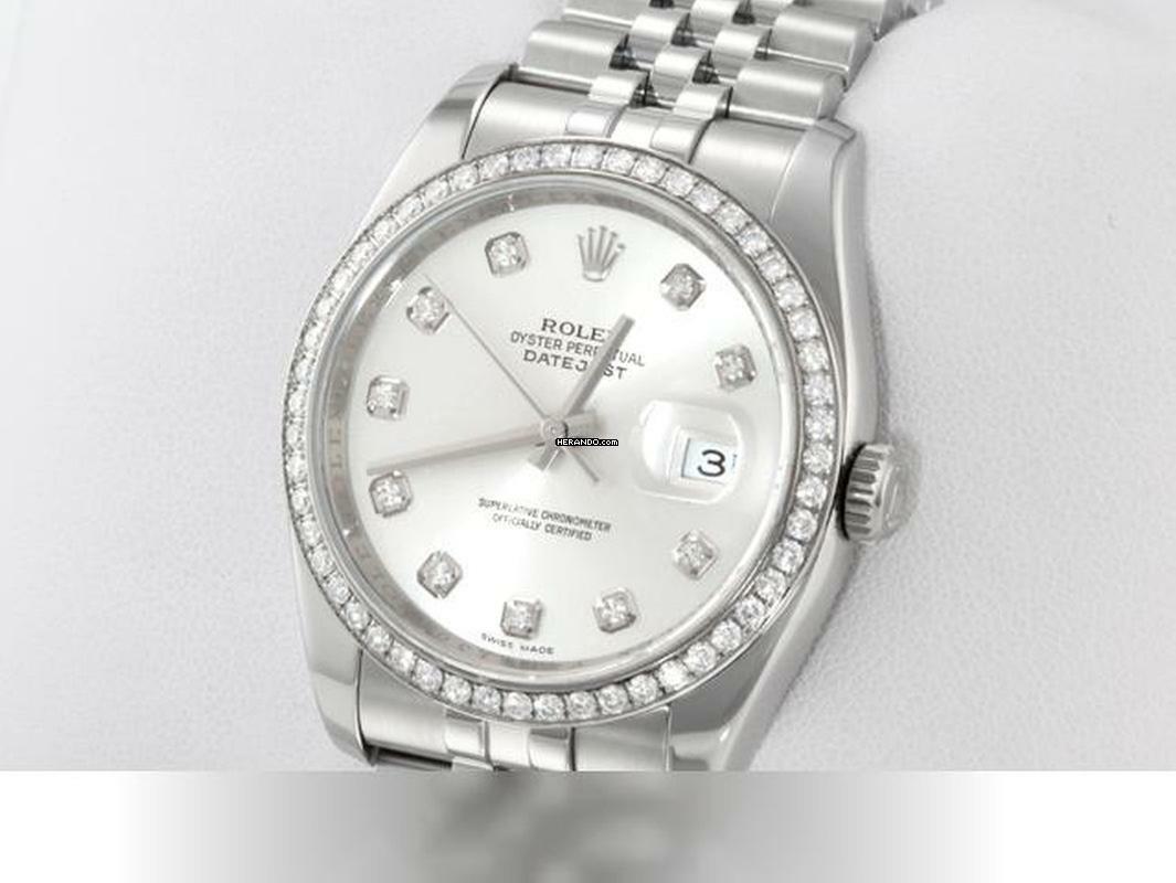  Rolex Datejust 36 36mm 116244 2014 Stahl Weissgold 750 Diamanten Automatik Stainless Steel 18kt White Gold Jubilé-band Chronometer Oyster 